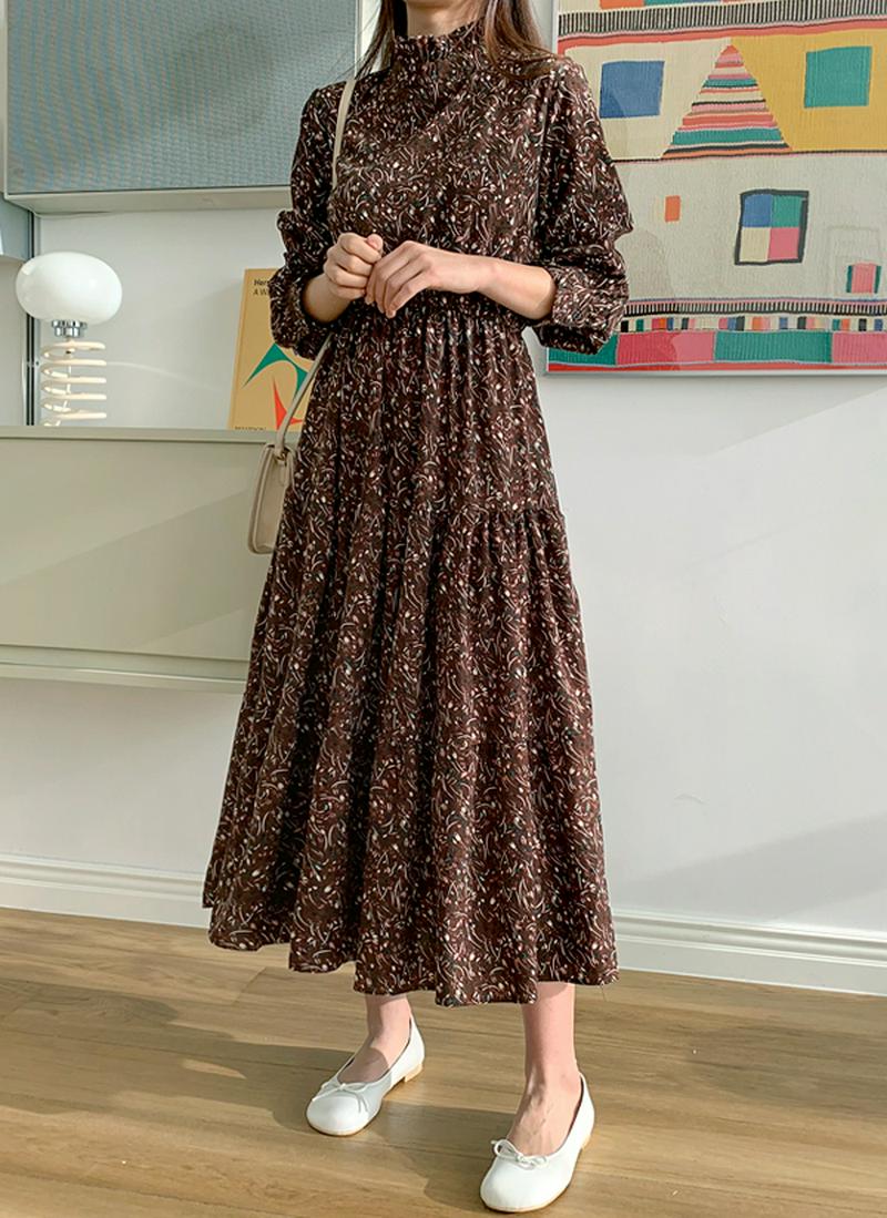 チューリップ柄ロングワンピース