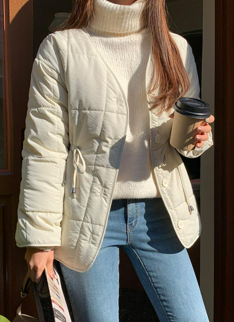 ウエストストリング中綿ジャケット