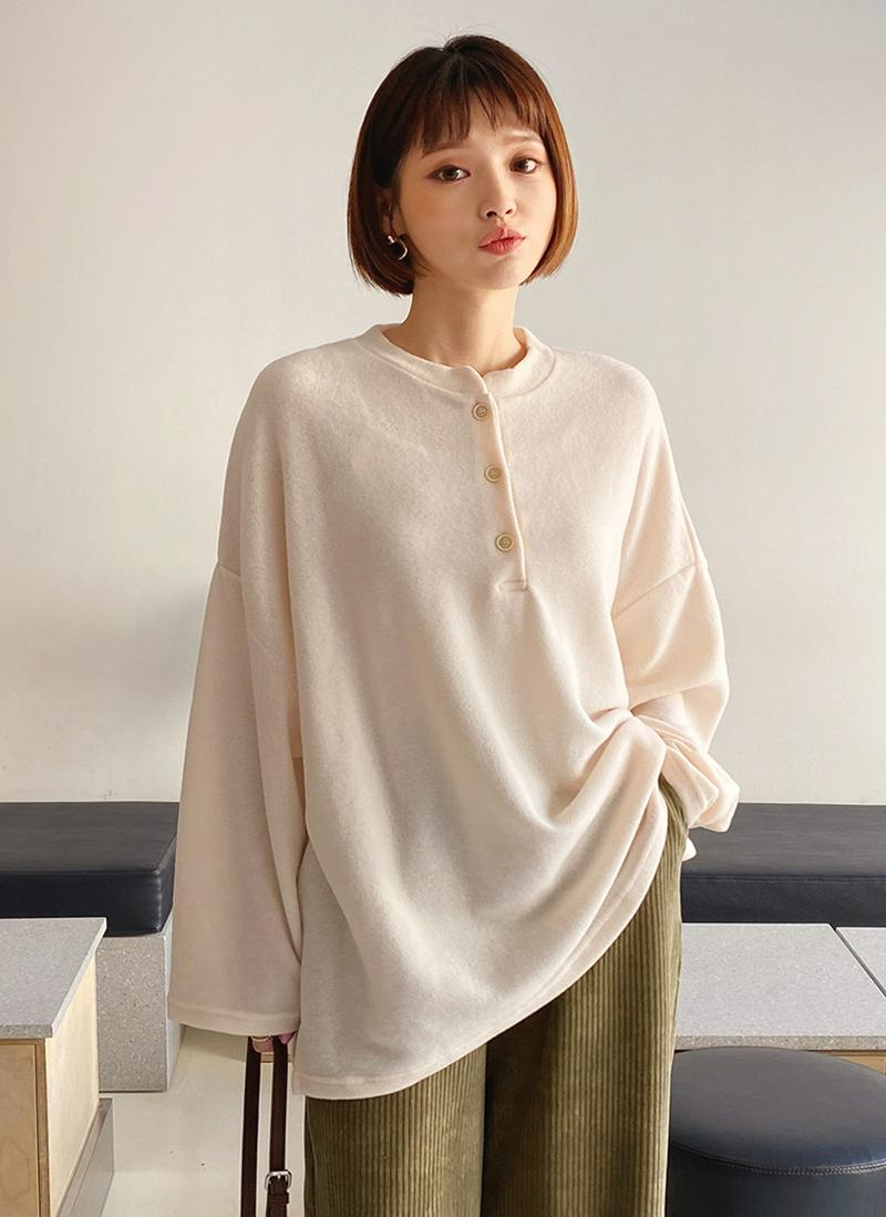 起毛ヘンリーネックTシャツ・全3色