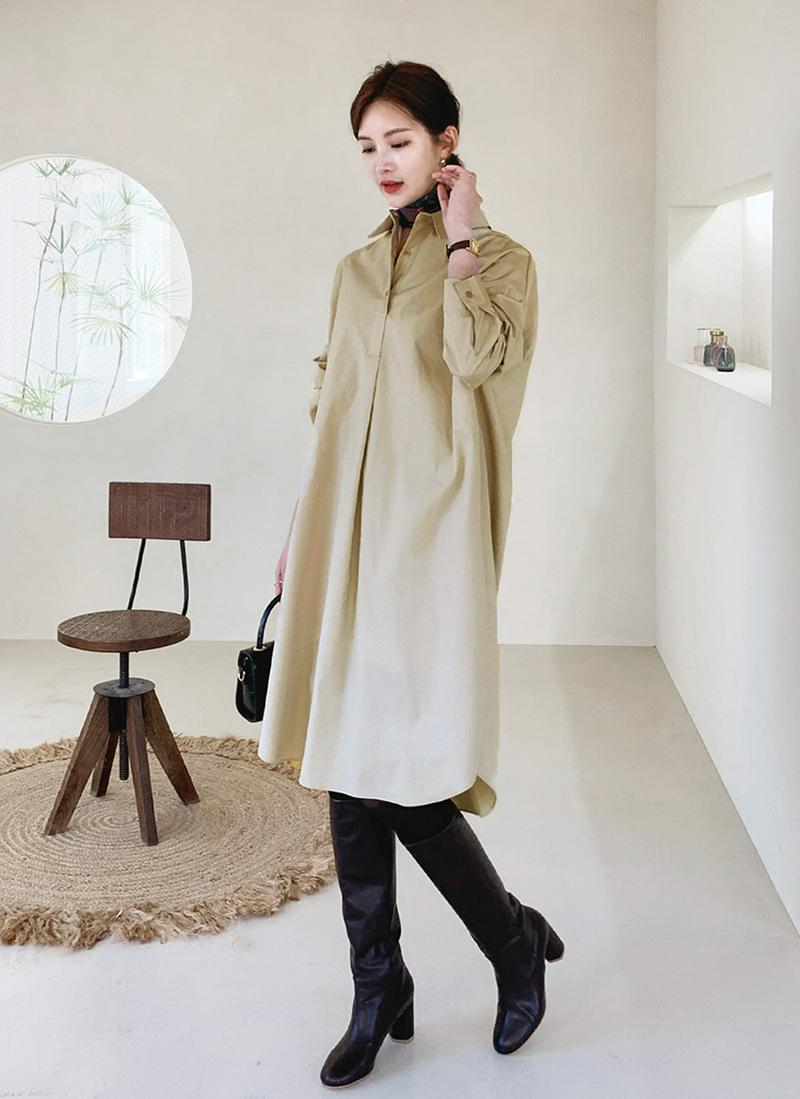 プルオーバーシャツワンピース・全3色