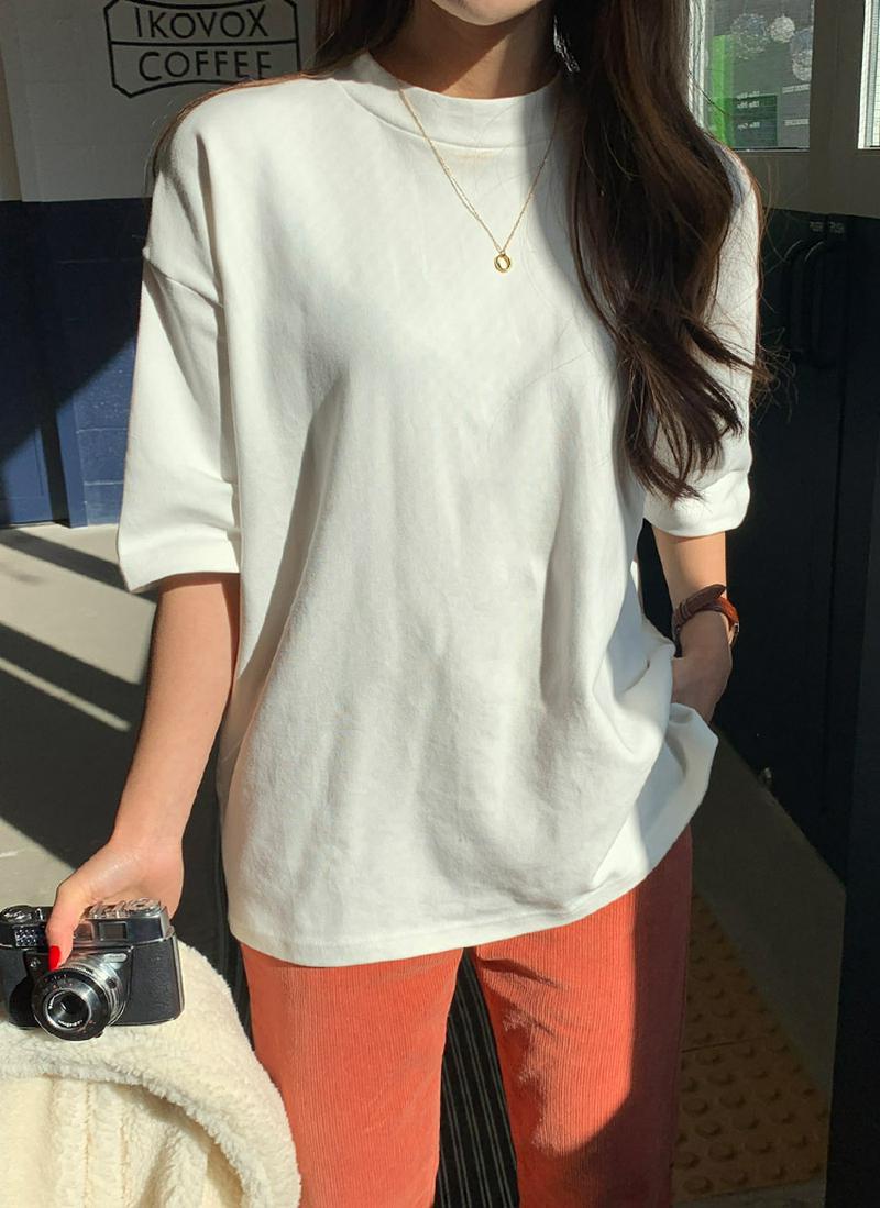 ピーチ起毛ハーフスリーブTシャツ