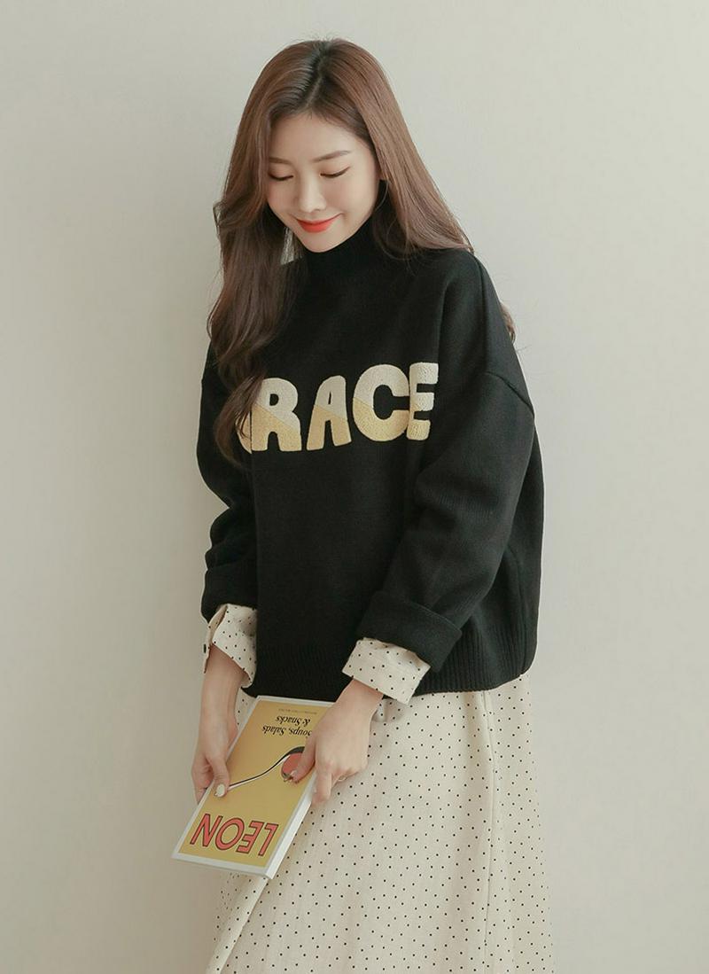 GRACEバイカラーロゴニット