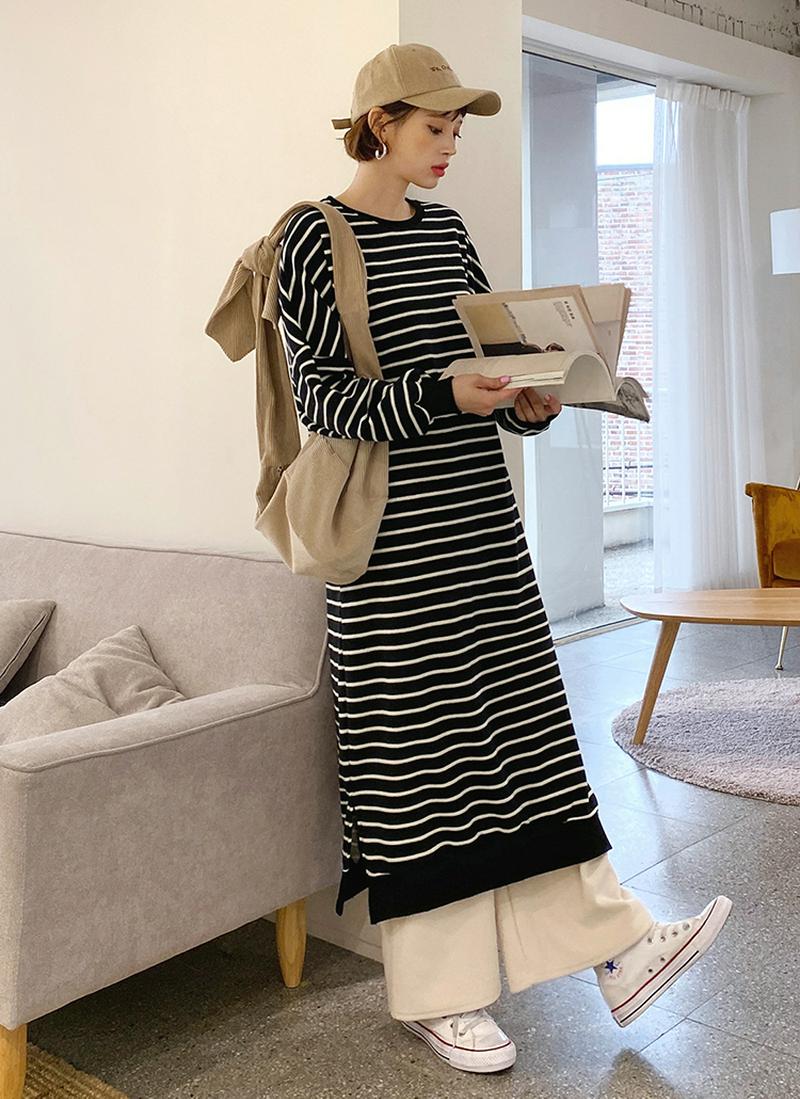 ボーダースウェットワンピース・全2色