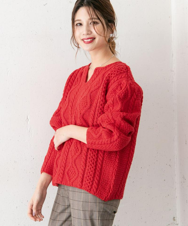 JAMES CHARLOTTE　アラン柄フロントスリットニット