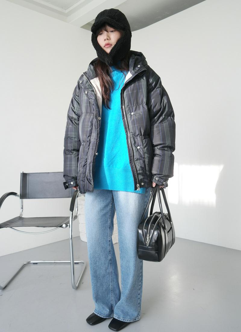 タータンチェック中綿ジャケット