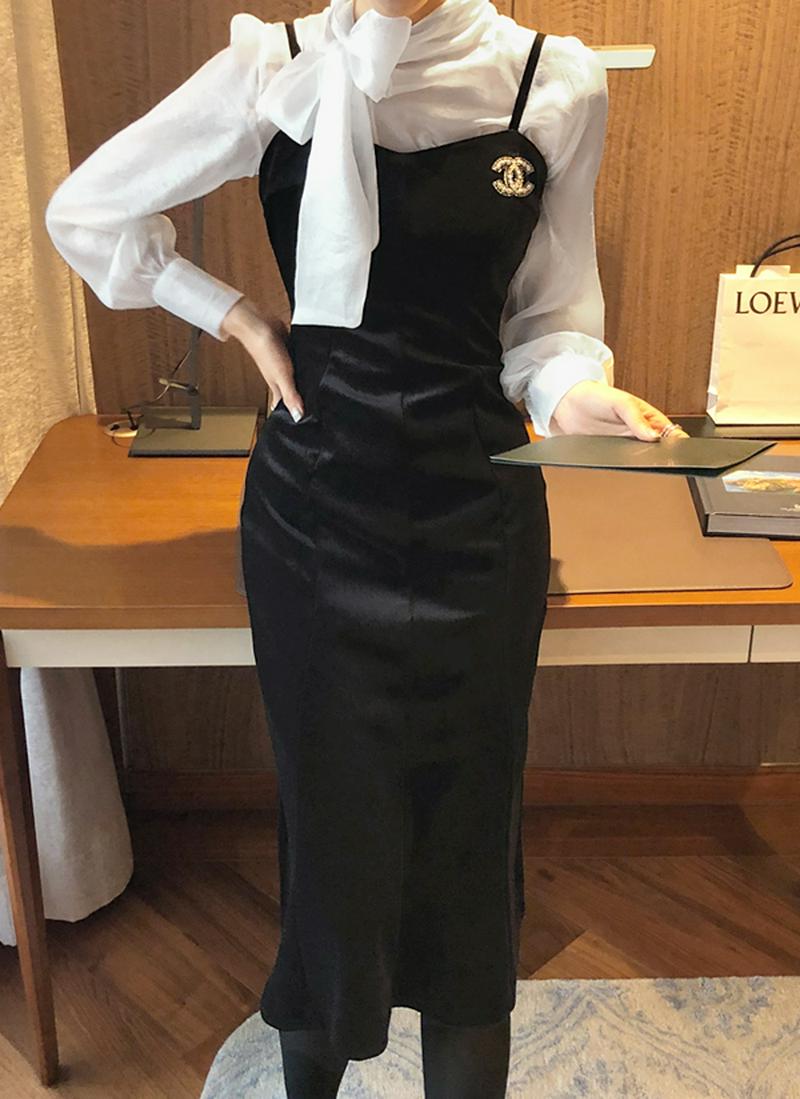 スリムベロアキャミワンピース
