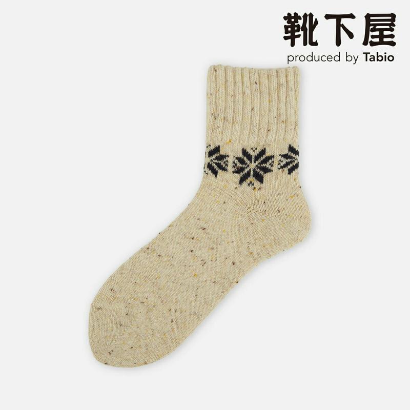 【あす楽】【Tabio】 ネップアメリブ雪柄ロークルーソックス / 靴下屋 靴下 タビオ くつ下 ショート レディース 日本製