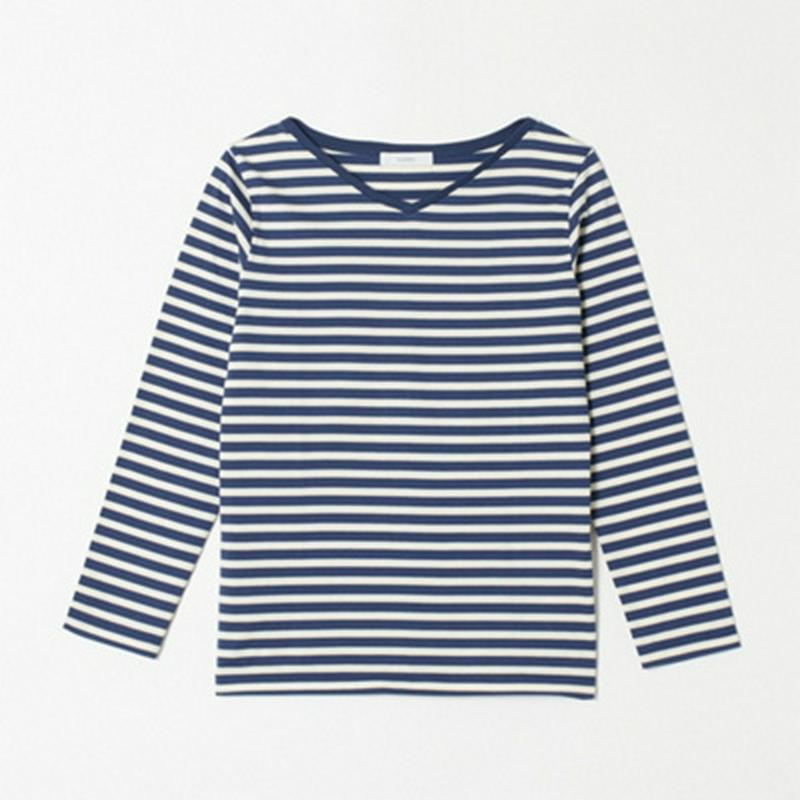 【究極】の肌触り　カシミヤタッチVネックボーダーTシャツ
