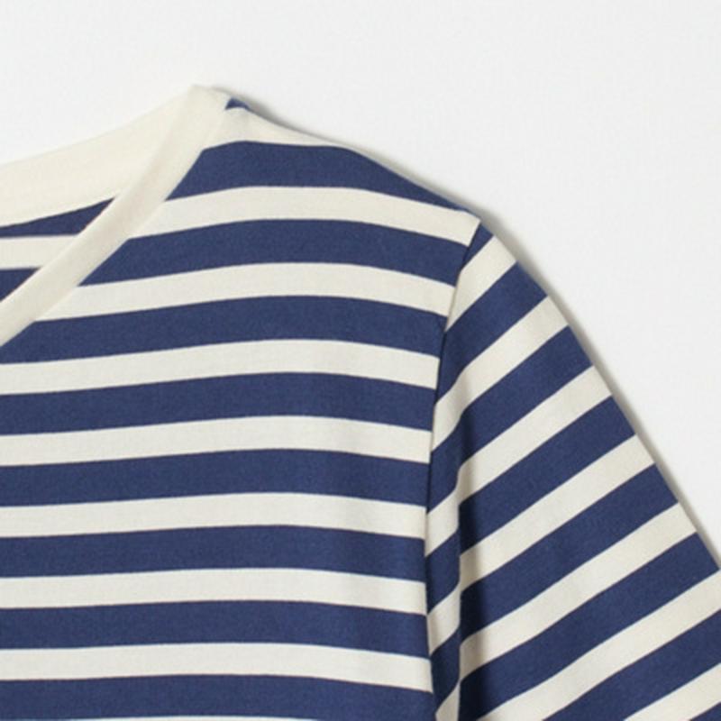 【究極】の肌触り　カシミヤタッチVネックボーダーTシャツ