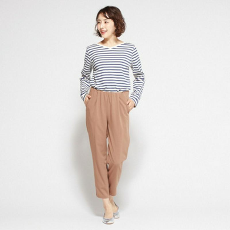 【究極】の肌触り　カシミヤタッチVネックボーダーTシャツ