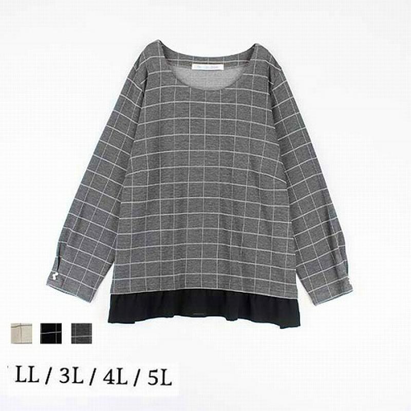 【２９％ＯＦＦ】ウィンドペンチェックプルオーバーカットソー【ＬＬ～５Ｌ】