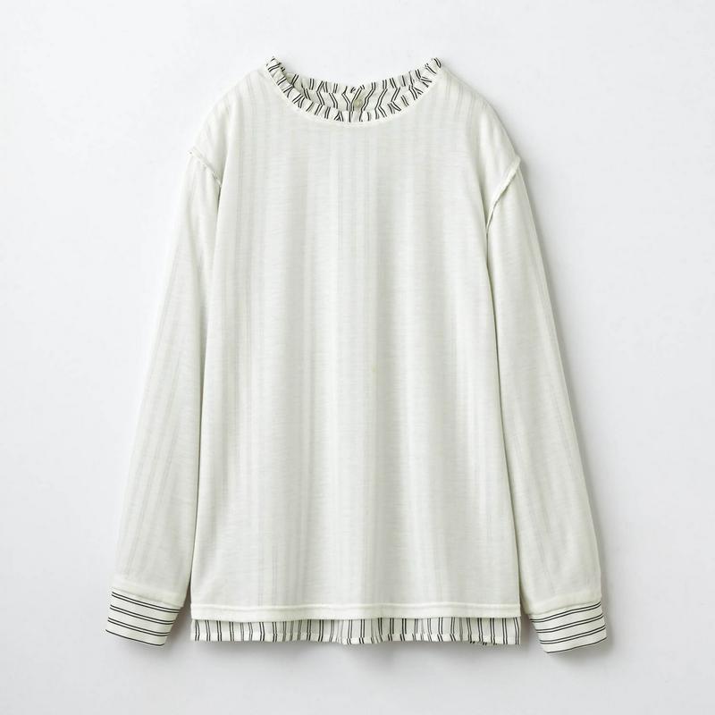 【ＳＴＹＬＥ　ＳＮＡＰ掲載】カットソー裏地付きフリル衿ブラウス【Ｓ～３Ｌ】