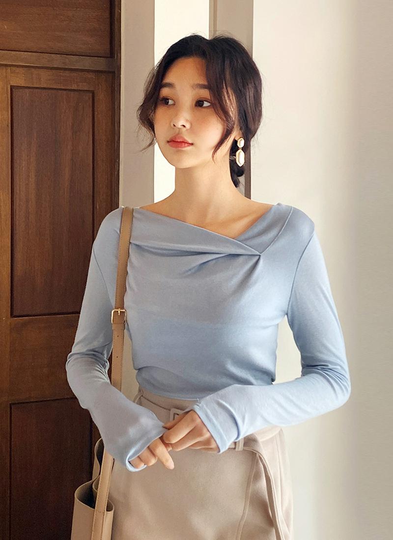 ツイストネックTシャツ・全4色
