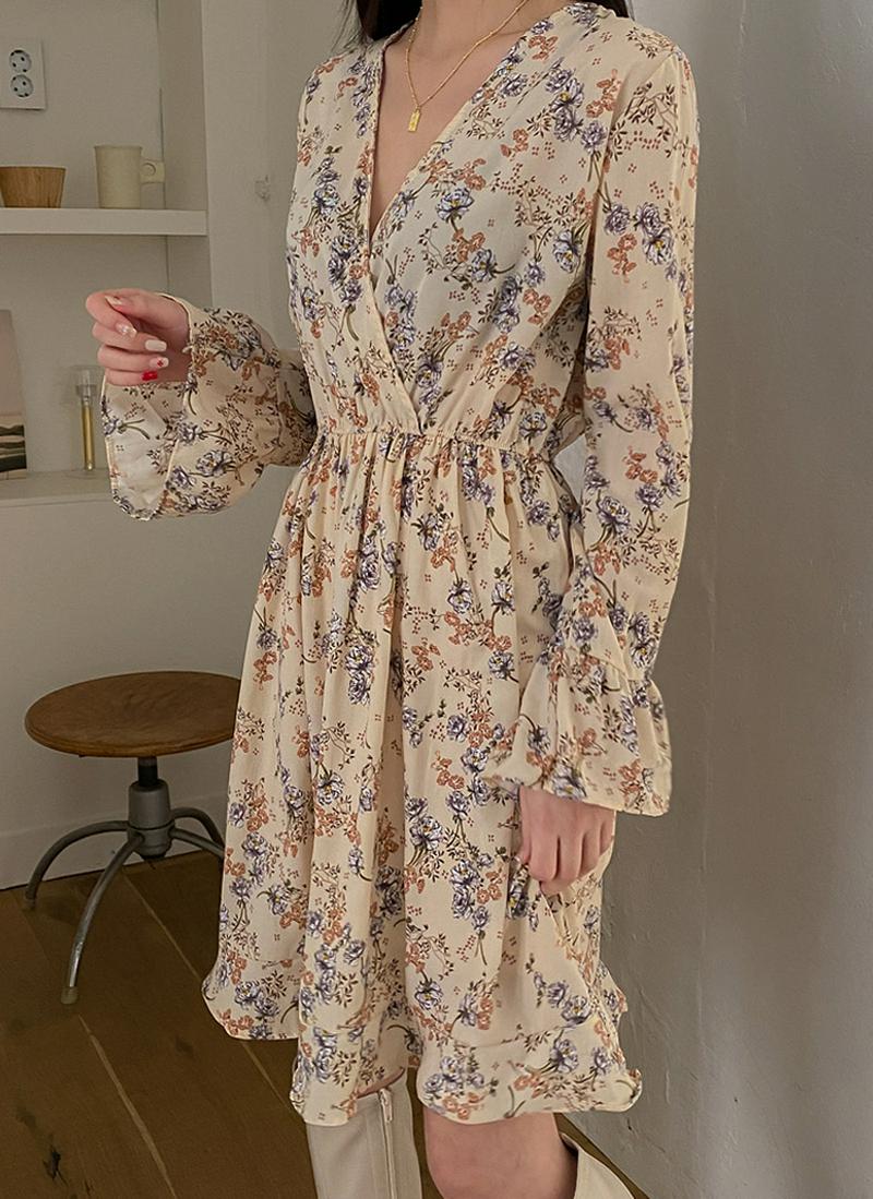 フローラルカシュクールミニワンピース