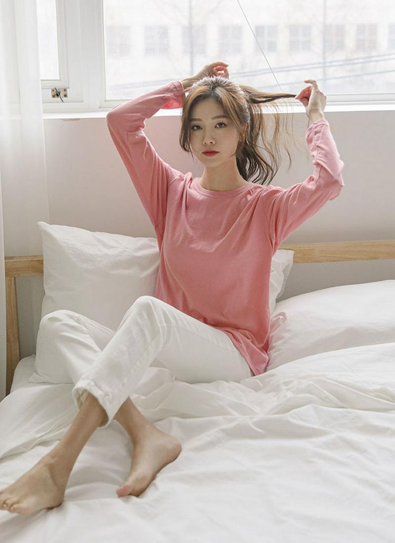 コットン長袖Tシャツ