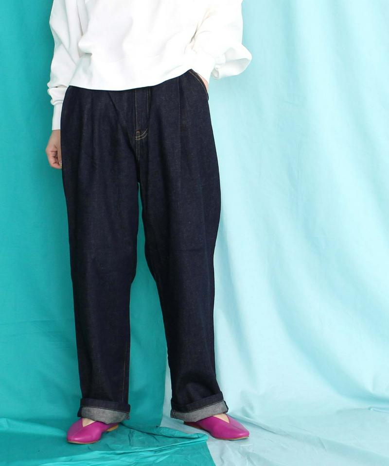 △○10oz　C/LI タックデニムパンツ（インディゴ）（caph troupe）