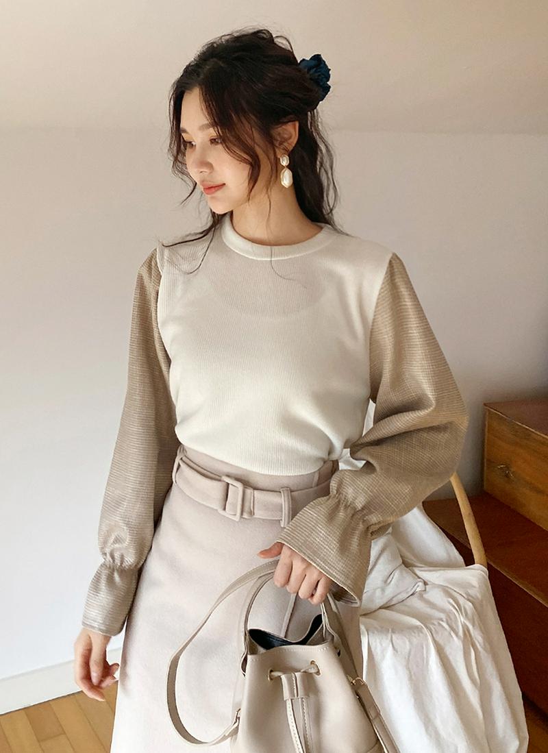 チェックスリーブTシャツ・全2色