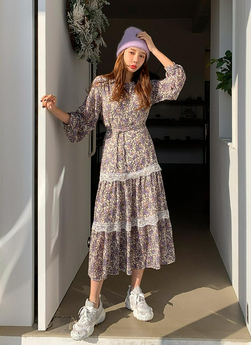 レースフラワーロングワンピース