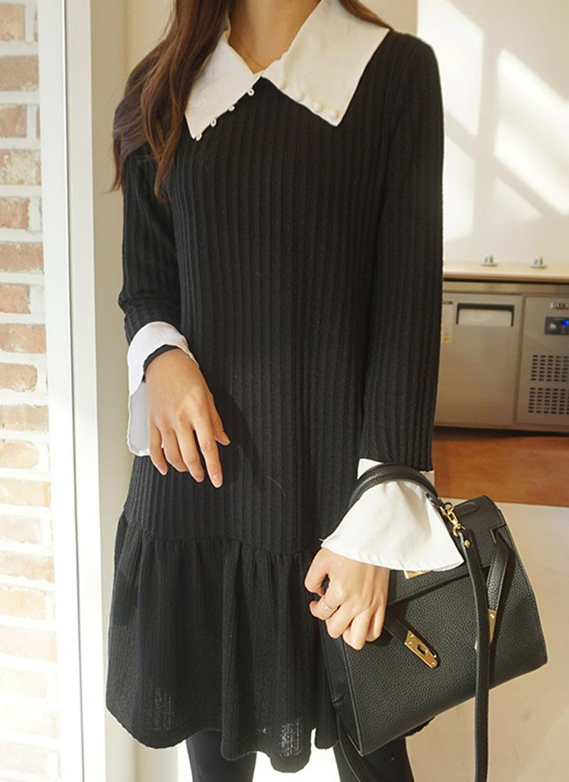 ボタンカラーワンピース