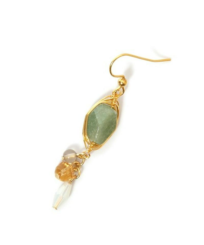 K14GF ストーンミックスグリーンピアス