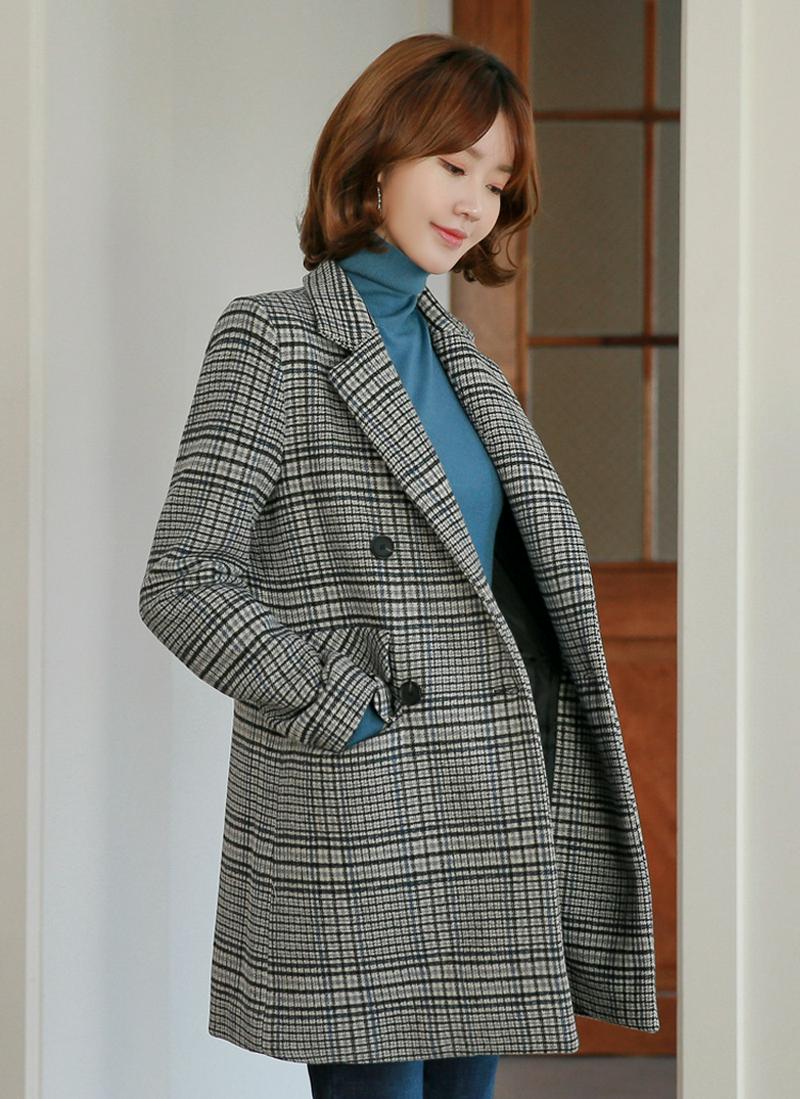 ダブルボタンチェックハーフジャケット