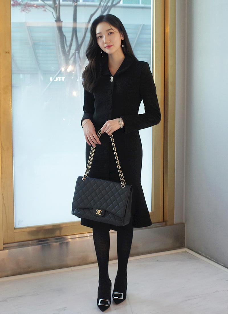 ボタンマーメイドワンピース