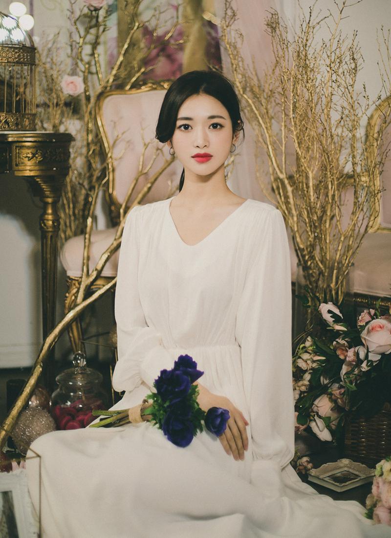 ウエストゴムロングワンピース