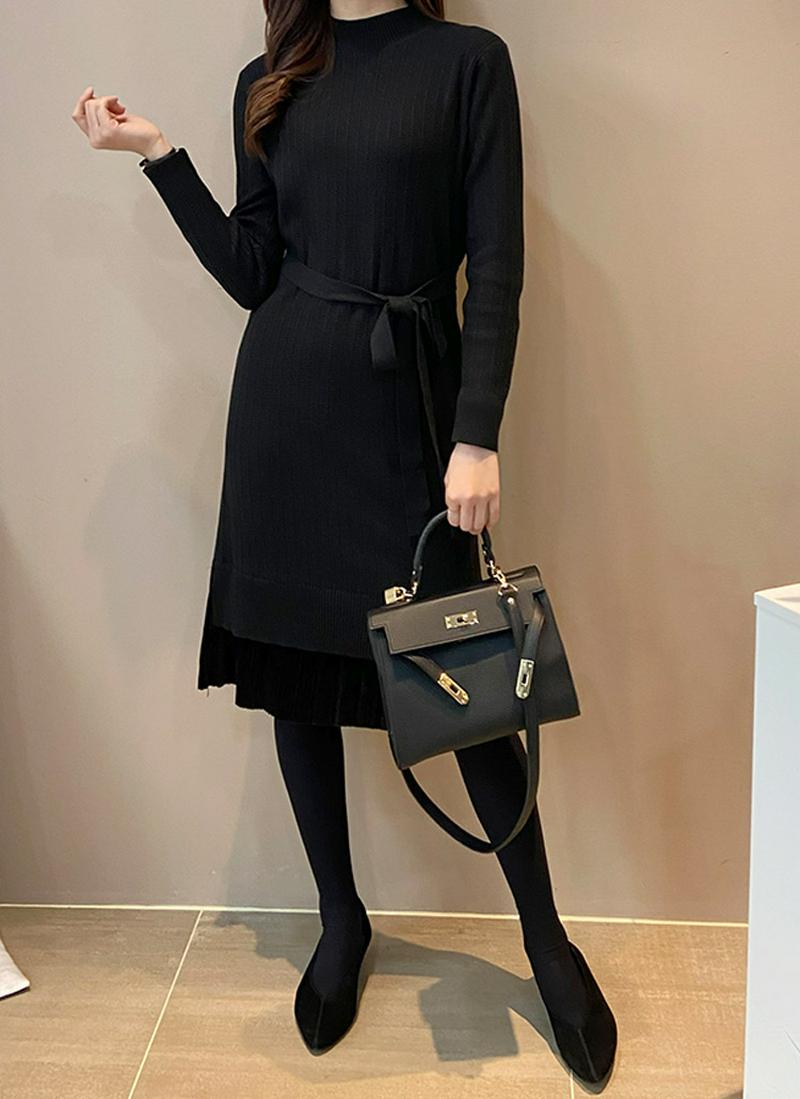 プリーツレイヤードワンピース