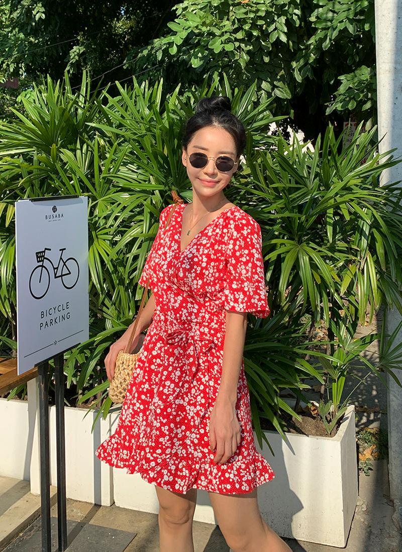 フラワーラップミニワンピース