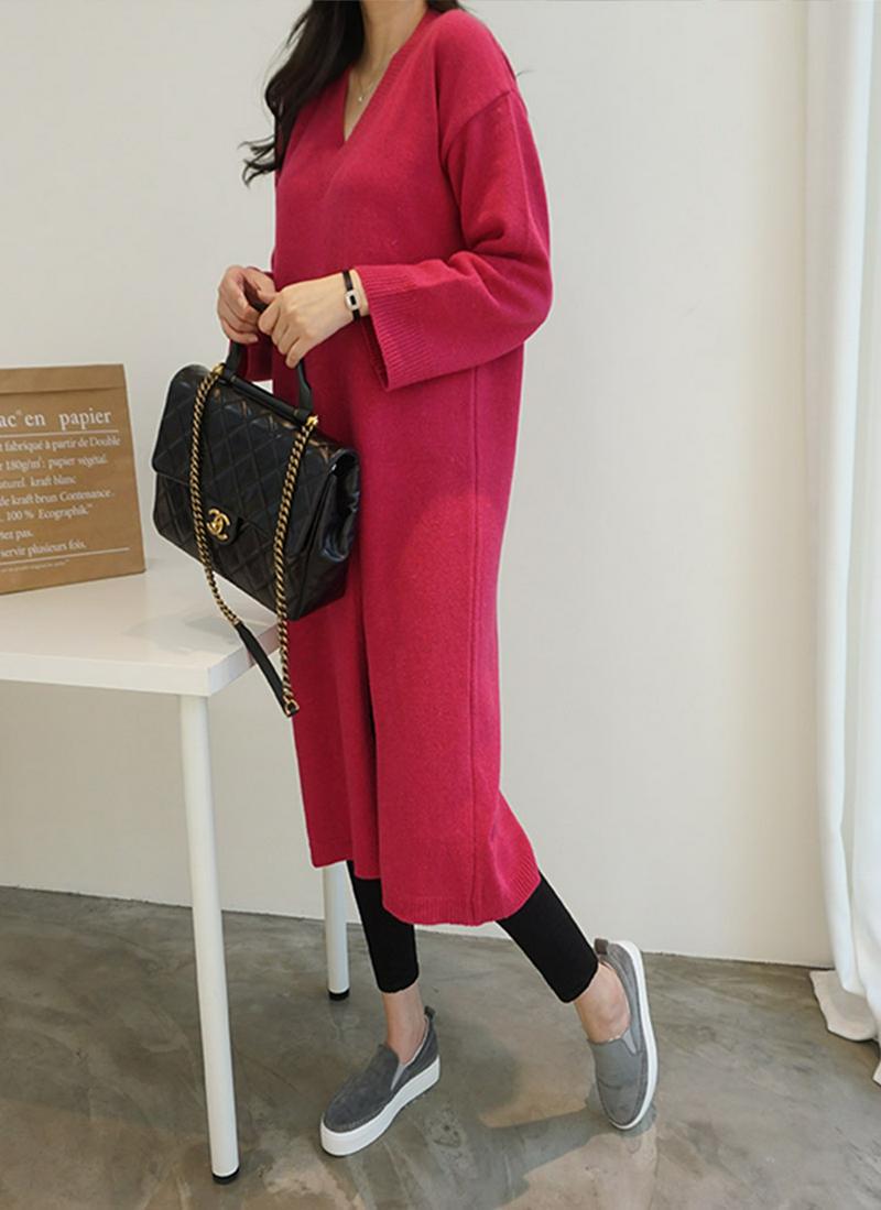 ディープスリットニットワンピース