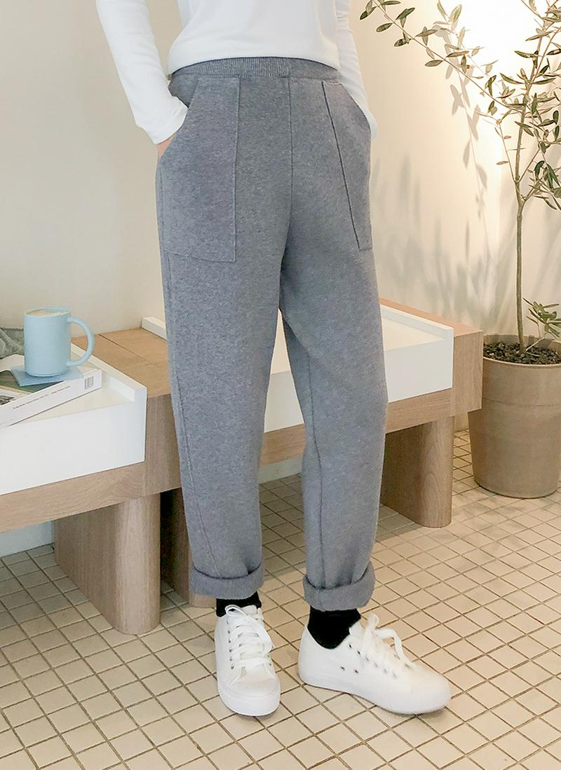 サイドポケットアクリルニットパンツ