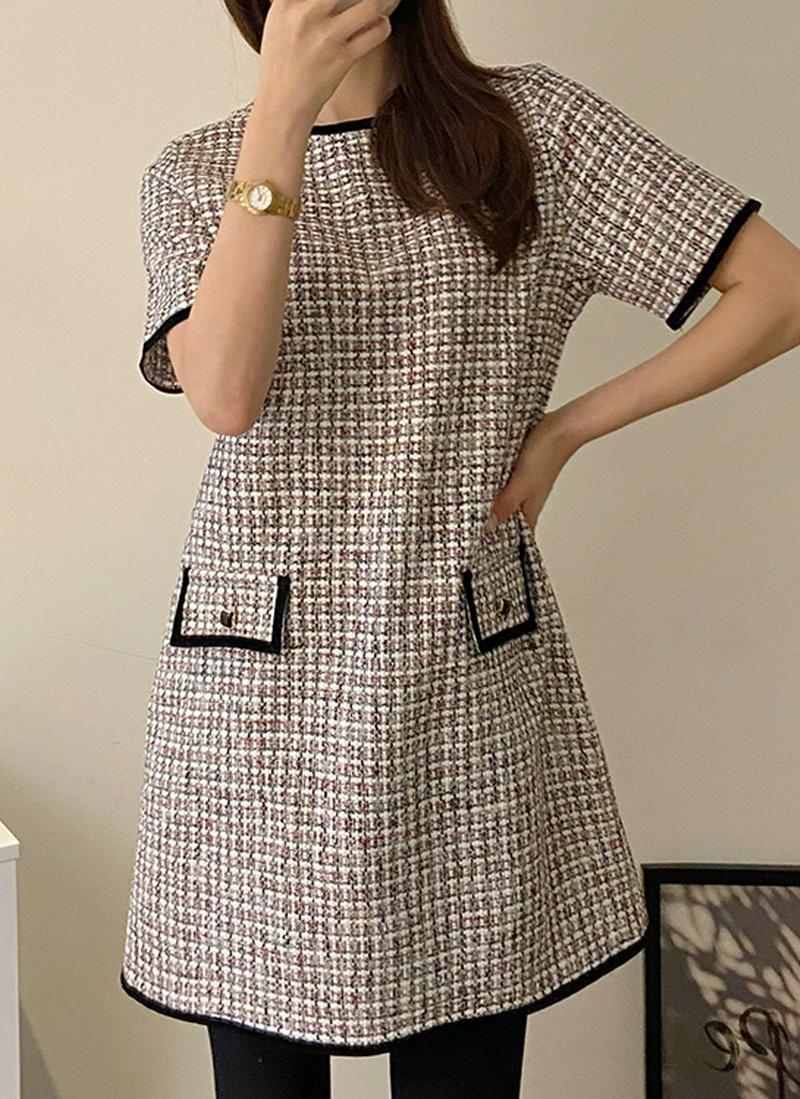 ツイードミニワンピース