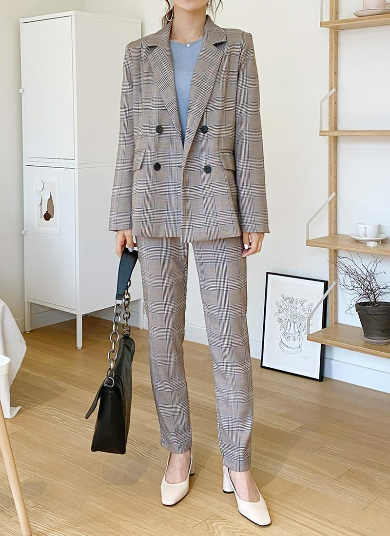 グレンチェックジャケット&スラックスSET・全2色