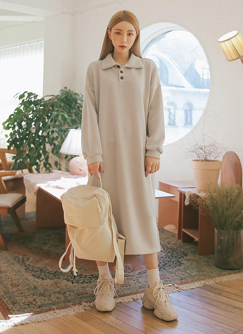 カラーコットンロングワンピース