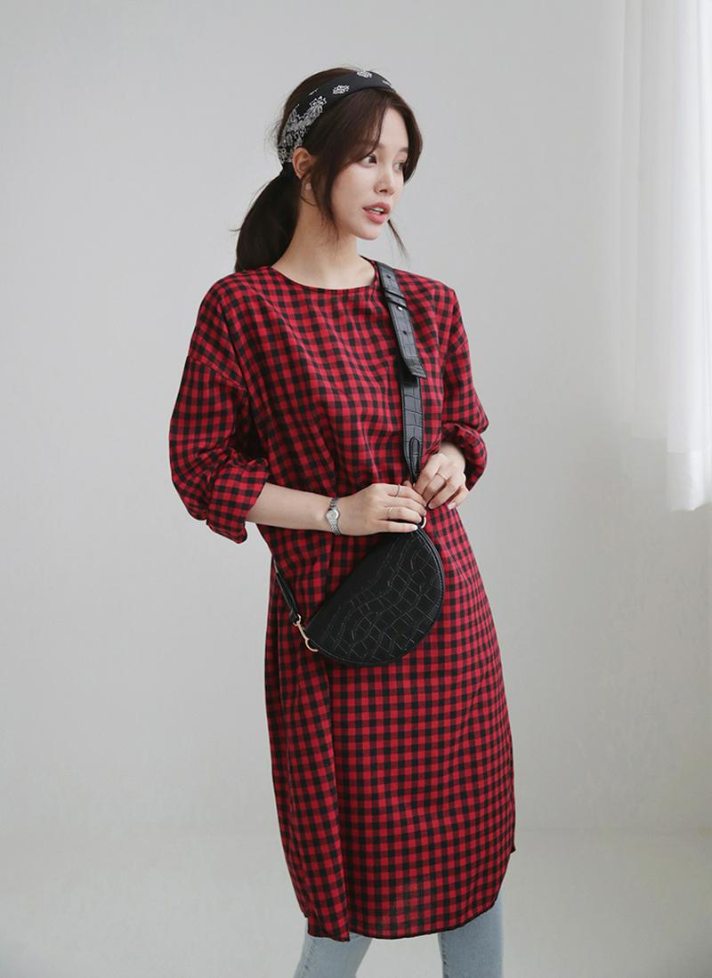 リボンチェックワンピース・全3色