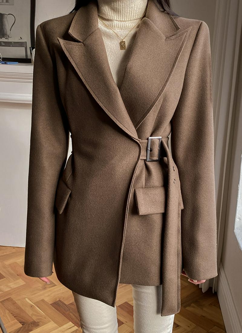 サイドベルトウールブレンドジャケット