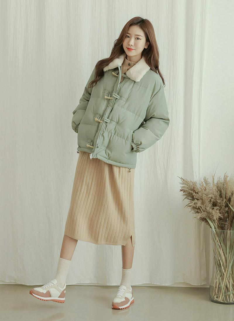 トグルボタンボアカラー中綿ジャケット