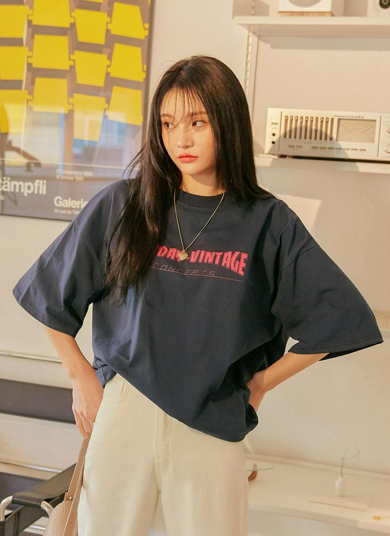 レタリングオーバーフィット半袖Tシャツ