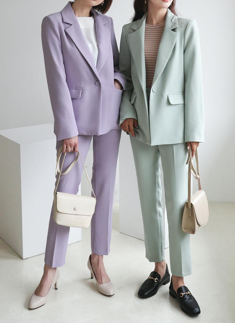 ワンボタンジャケット&スラックスSET・全5色