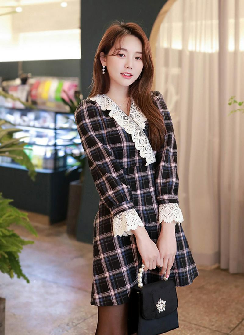 レースポイントチェックワンピース