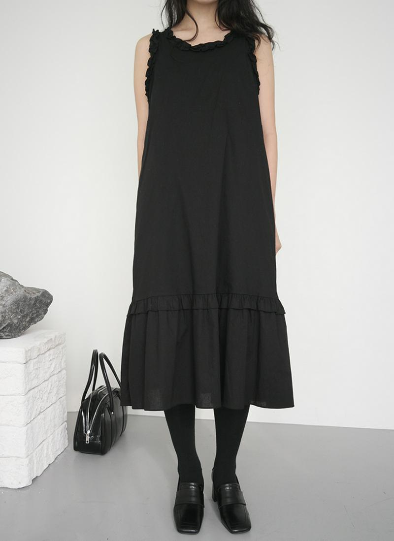 フリルラインスリーブレスワンピース