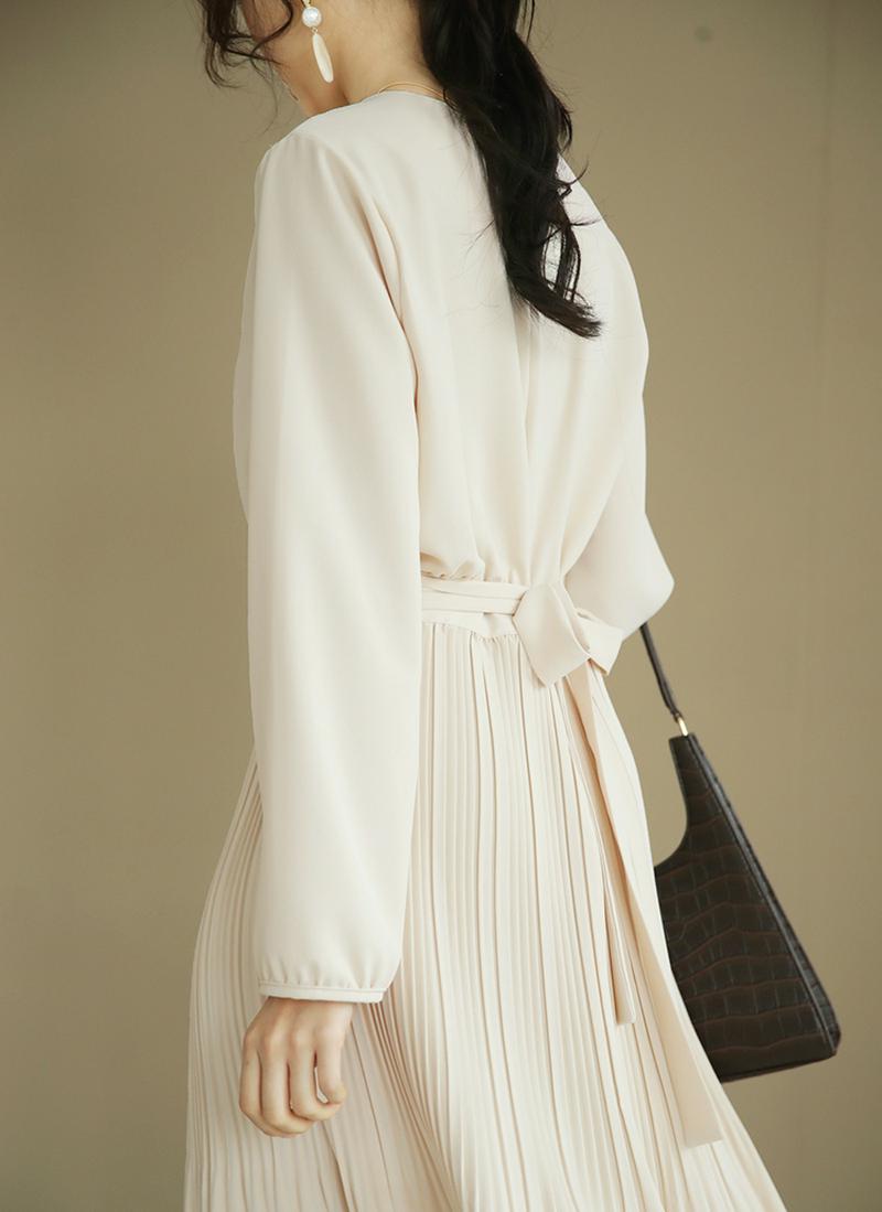 ≪人気商品再入荷≫リボンプリーツワンピース・全3色 t55114 レディース【ops】 ワンピース ロング丈 ロングワンピース カジュアル バックプリーツスカート プリーツ ハイウエスト フレア 結婚式 入学式 卒業式 春 冬 秋