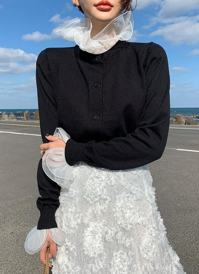 フリル付カーディガン