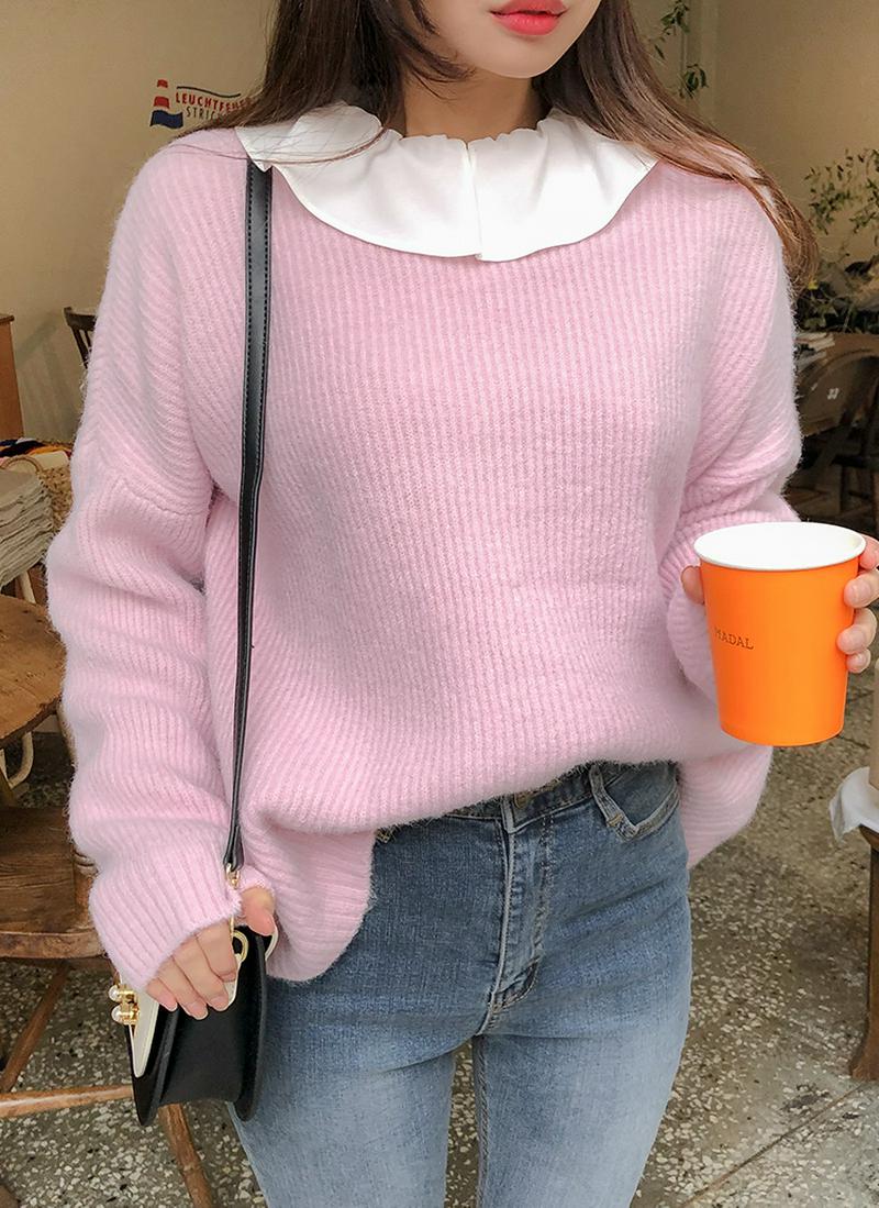 パステルカラーリブニット