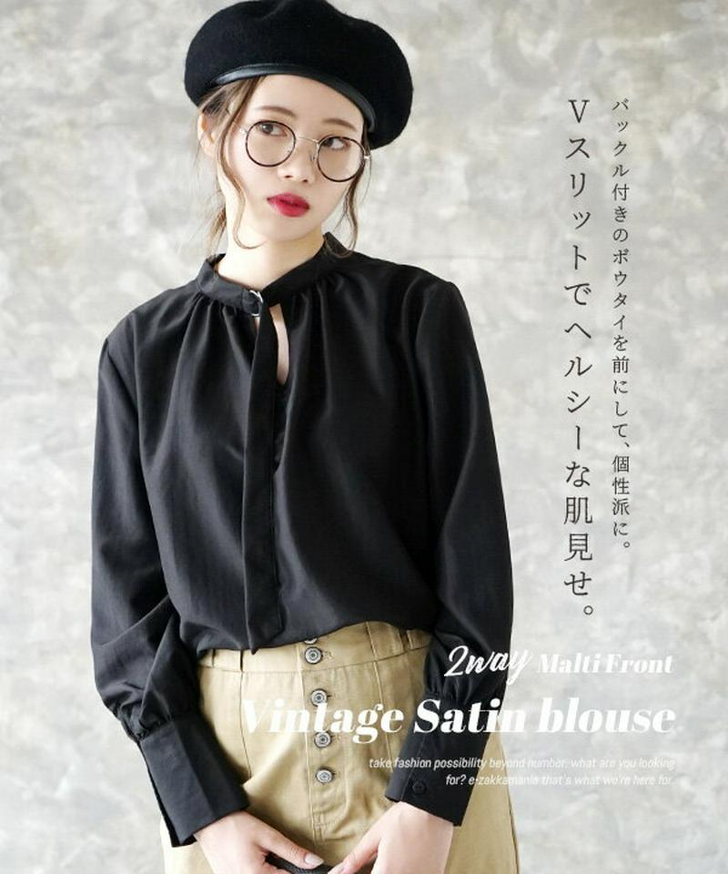 ブラウス / ヴィンテージサテンで華やかに、シンプルだけどコンシャスなブラウス。 レディース トップス シャツ プルオーバー ボ
