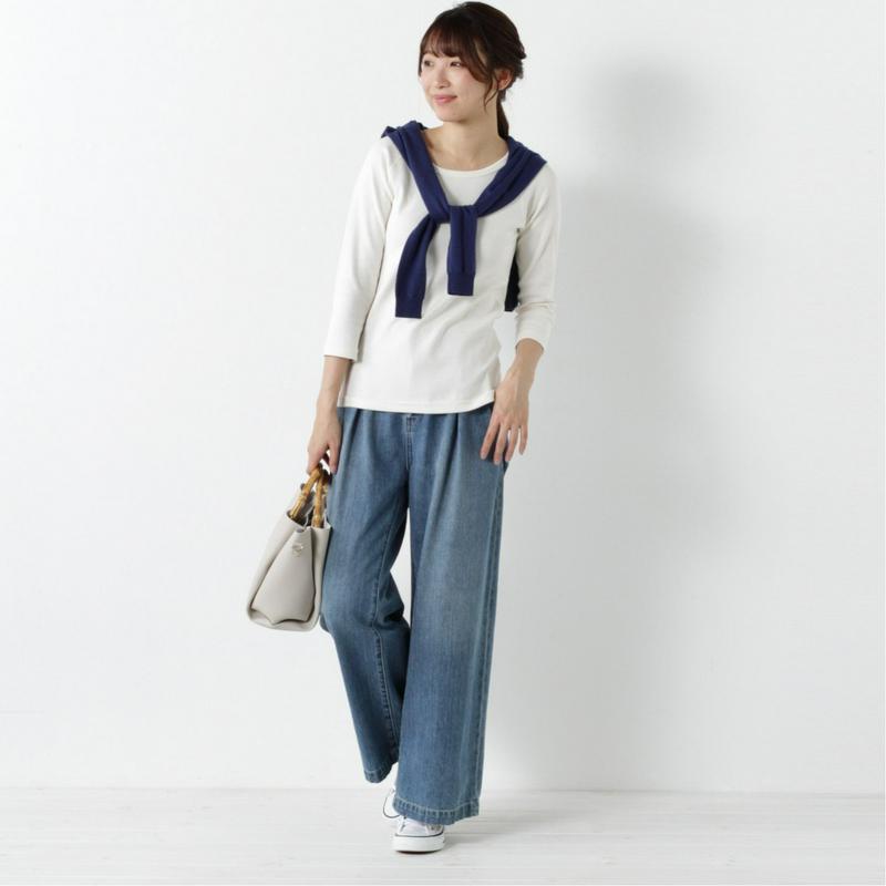 何枚でも欲しい◎のびのびストレッチ７分袖Ｔシャツ（ページワン/PAGE ONE）