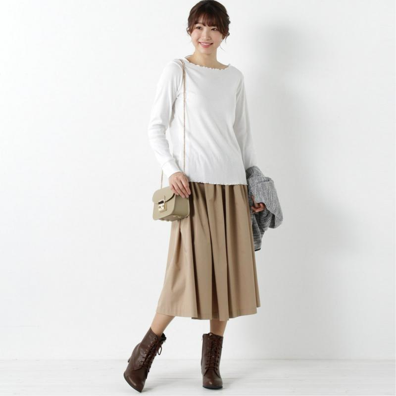 しっとり椿オイル加工◎そで切替長袖Ｔシャツ（ページワン/PAGE ONE）