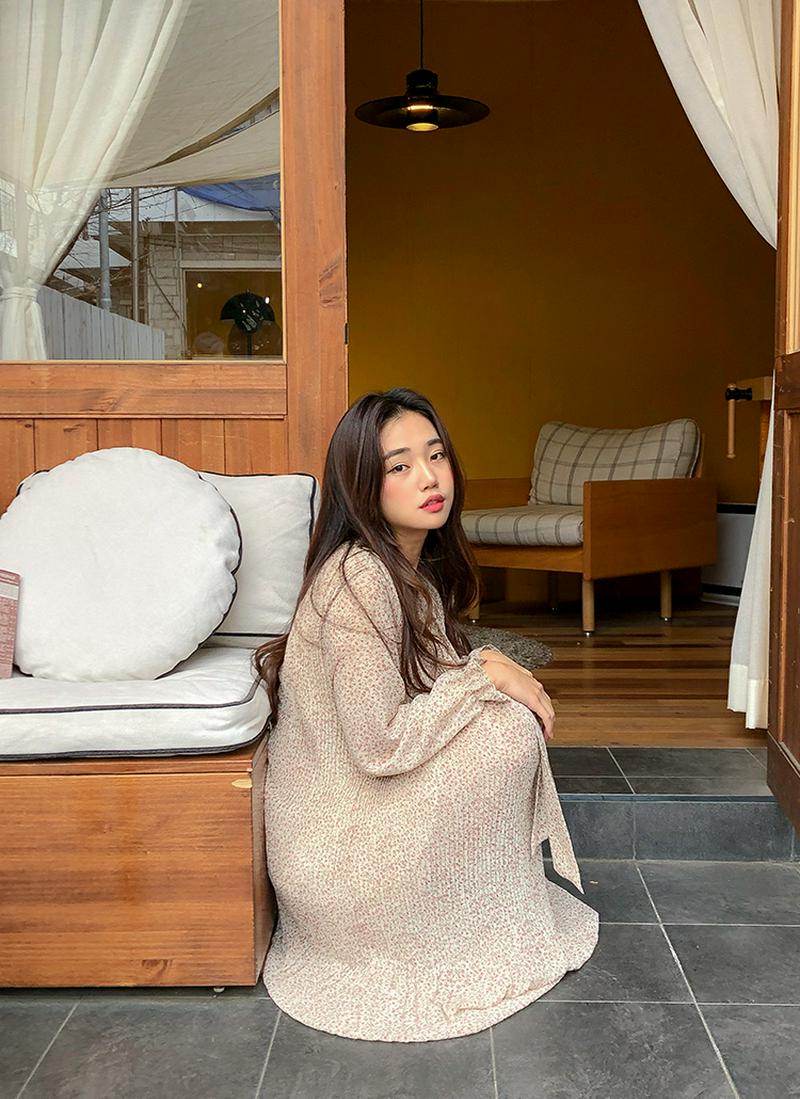 プリーツフラワータイワンピース