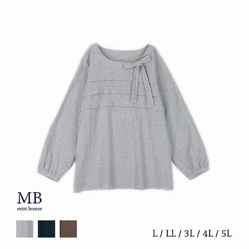 【３０％ＯＦＦ】ウール混ビエラタックリボンブラウス【ＬＬ～５Ｌ】
