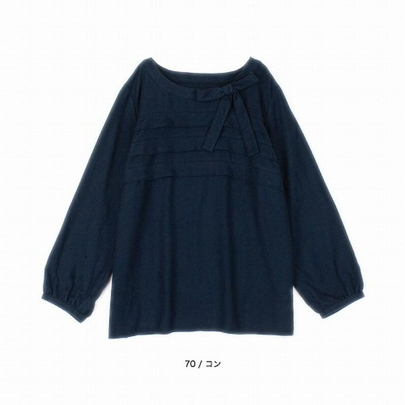 【３０％ＯＦＦ】ウール混ビエラタックリボンブラウス【ＬＬ～５Ｌ】